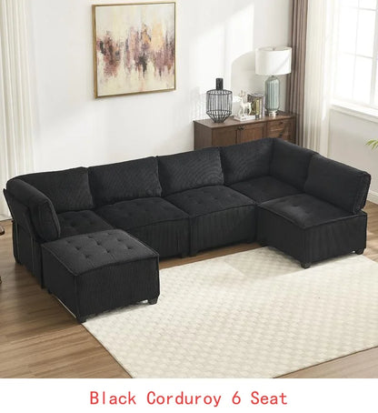 Modular Sectional Sofa U-Shaped Couch with Reversible Chaise, 6-Seat