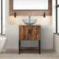 Rustic Brown 24" Bathroom Vanity & Cabinet Set w/ Shelf & Vessel Sink