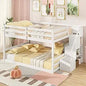 Solid wood full over full bunk bed W / staircase, storage and full-length guardrails, low loft bed