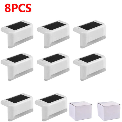 Warm White LED Solar Step Lamp Path Lights Waterproof Balcony, Patio Stair, Fence Light.