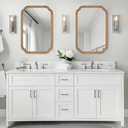 Full Scalloped Corners Arch Rectangle Wall Mirror w/ Wood Frame, 20x30,