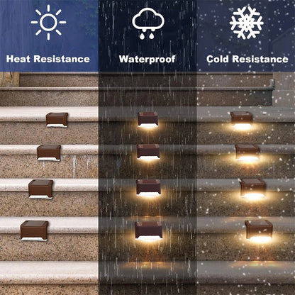 Warm White LED Solar Step Lamp Path Lights Waterproof Balcony, Patio Stair, Fence Light.