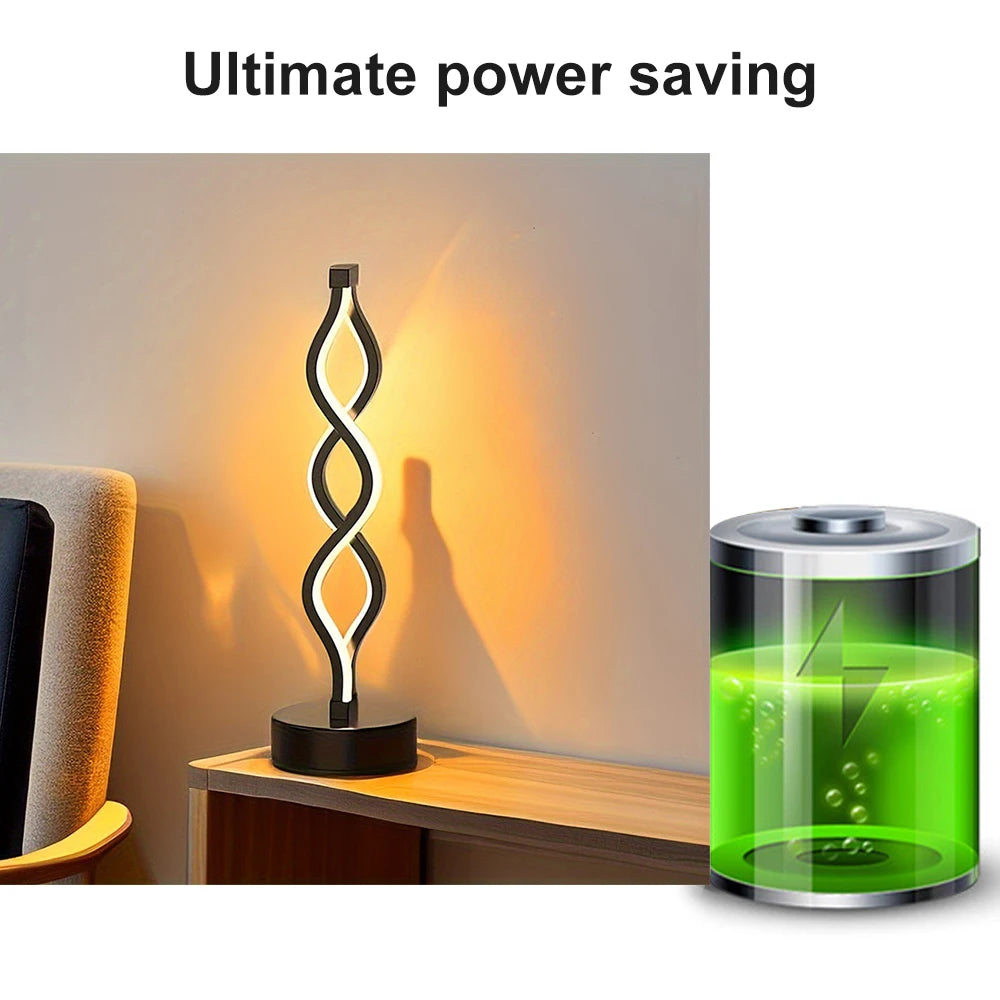 LED Spiral Table Lamp Tricolor Adjustable Brightness USB Powered Eye-protection Lamp