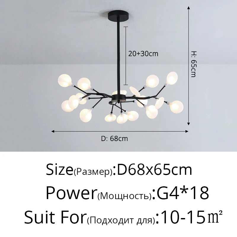 Branch Shape Firefly Ceiling Chandelier for House Baby Kid  Living Room Bedroom Decor G4 Led Lighting Indoor Hanging Lamp