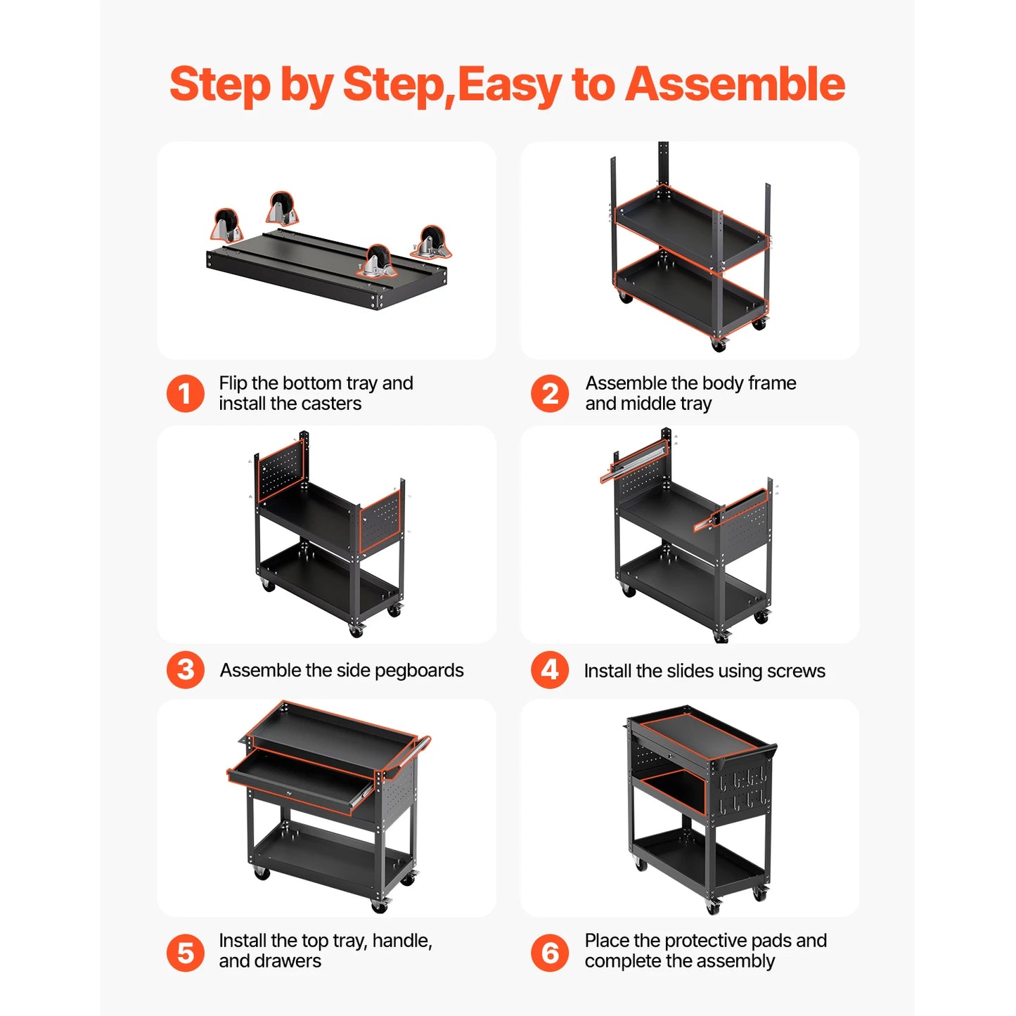 VEVOR 4-Tier Rolling Tool Cart on Wheels