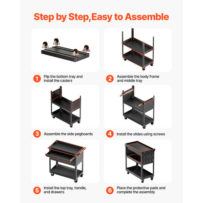 VEVOR 4-Tier Rolling Tool Cart on Wheels