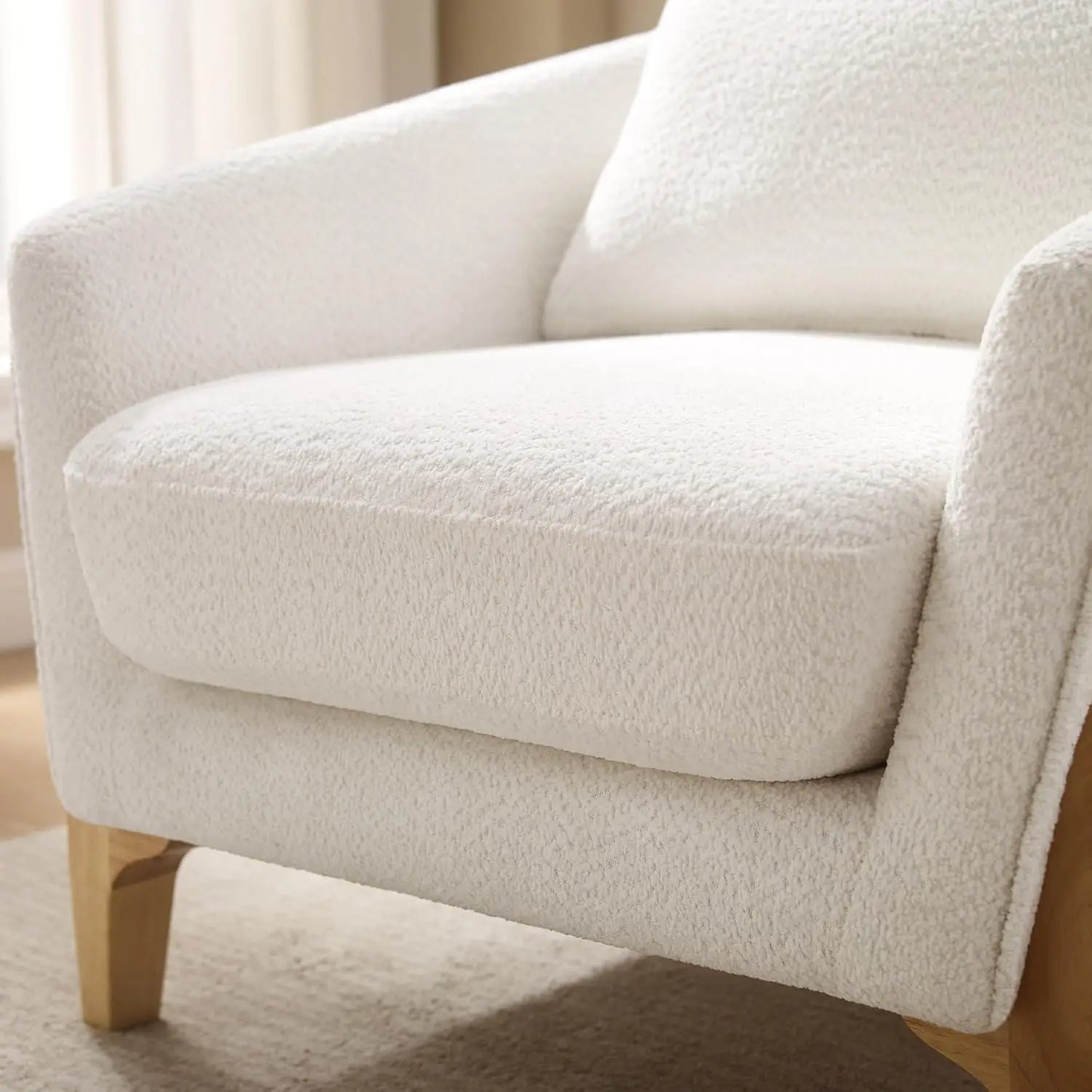 31" Oversized Reading Chair Comfy Upholstered Boucle Lounge Armchair