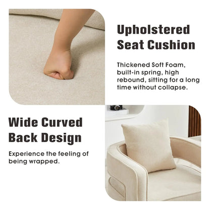 Upholstered Swivel Accent Chair Set of 2 Linen Open Back