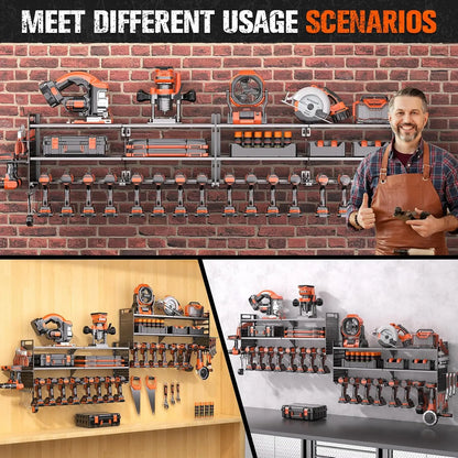 Heavy-Duty 3-Layer Wall-Mounted Mechanic Cart with 18 Drill Holders
