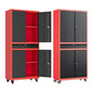Red Metal Garage Storage Cabinet with Wheels