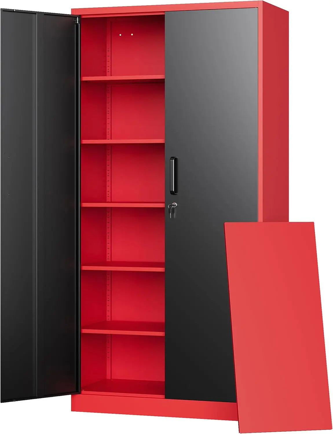 Metal Storage Cabinets W / Lock Doors Adjustable Layers Shelves