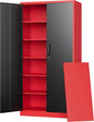 Metal Storage Cabinets W / Lock Doors Adjustable Layers Shelves