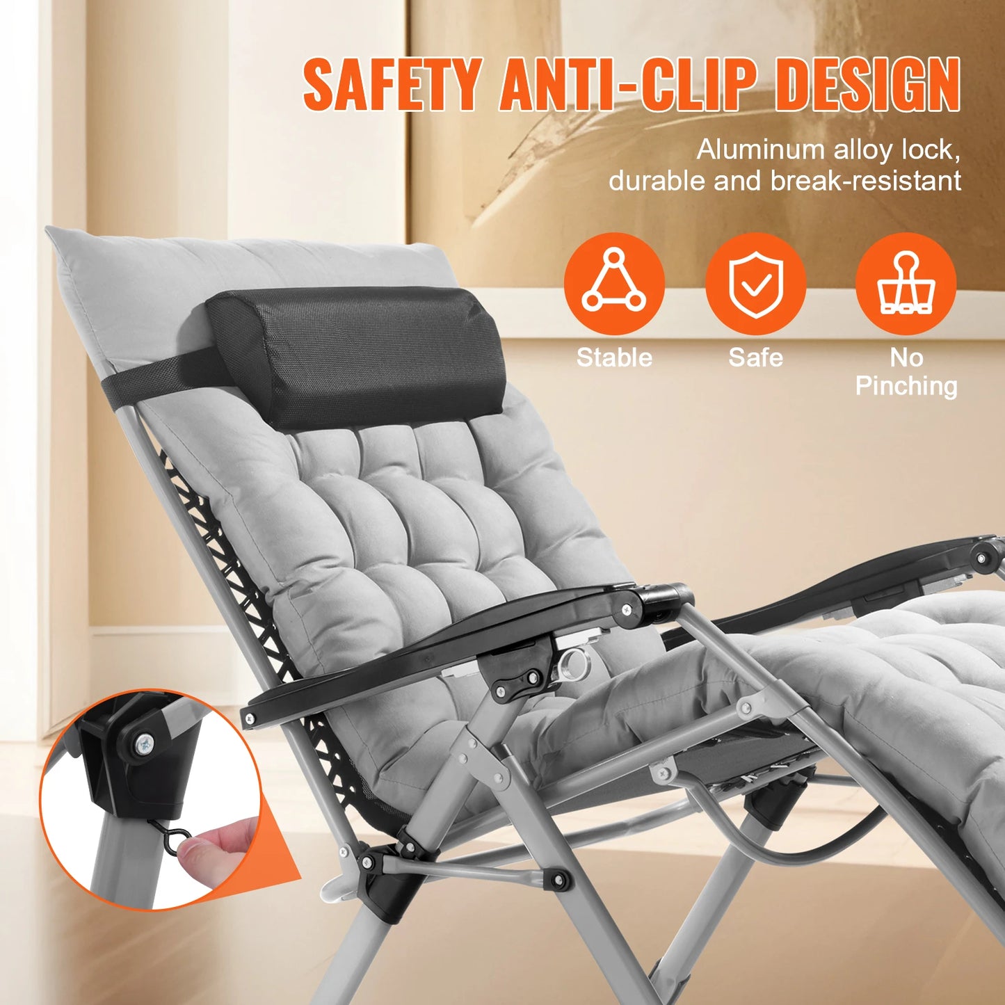 Zero Gravity Adjustable Chair with Cushion Footrest and Cupholder