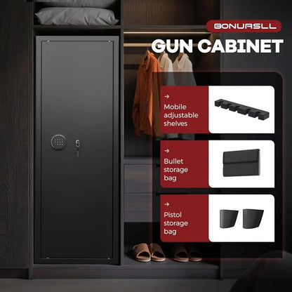 Fireproof Rifle and Pistol Safe with Digital Lock, Adjustable Shelves