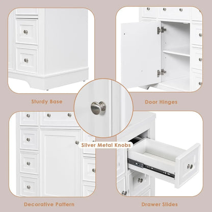 36 Inch Bathroom Vanity Cabinet Base White Storage 1 Door 6 Drawers, Customized