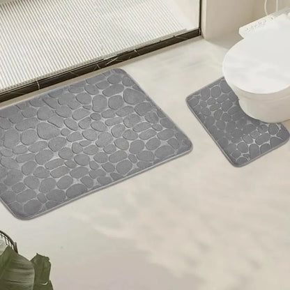 Bathroom Mat Non-Slip Coral Fleece Bath Set Bathroom 2 Piece