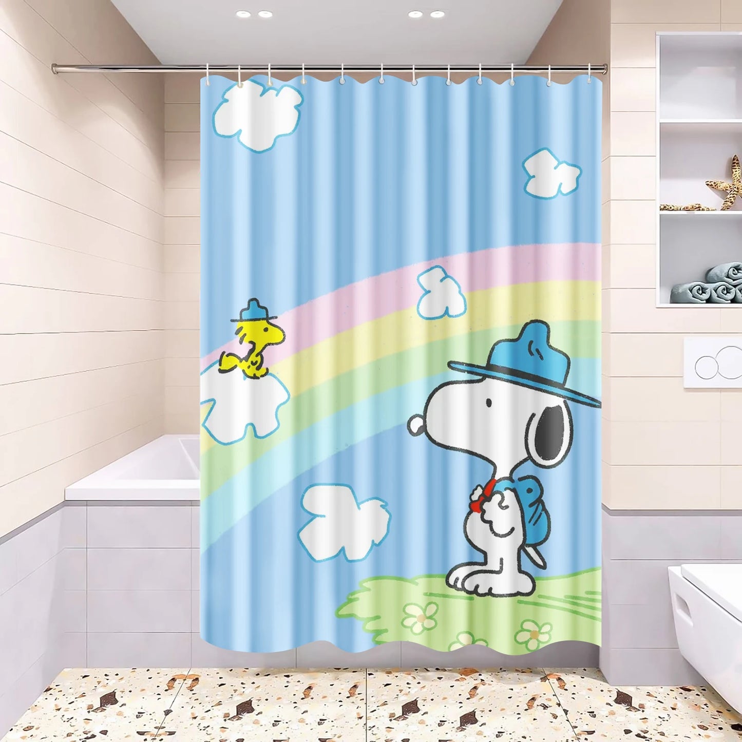 Snoopy Anime Shower Curtain, Bathroom Accessories