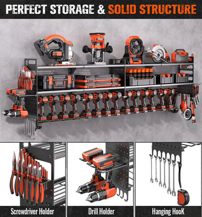Heavy-Duty 3-Layer Wall-Mounted Mechanic Cart with 18 Drill Holders