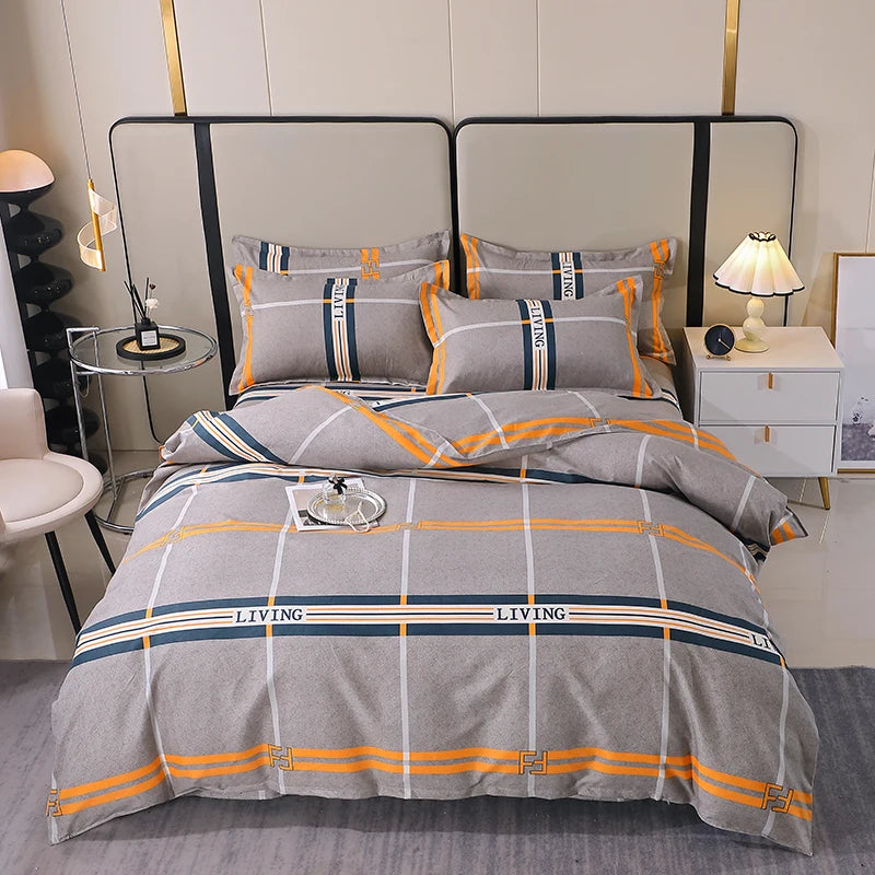 3 Pieces Luxury Striped Duvet Covers Soft Set Thickened Breathable Bedding Sets