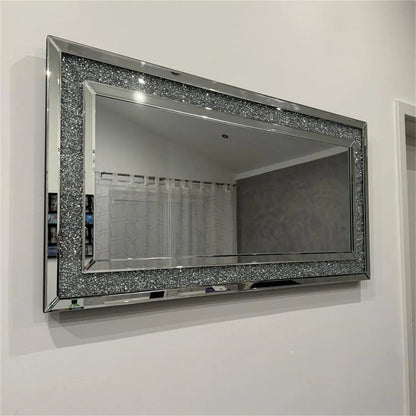 Decor Mirrors Rectangle Venetian Wall Mirrors Polished Crush Crystal Diamond Edge