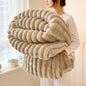 Solid Thickened Wide Striped Flannel Multifunctional Blanket