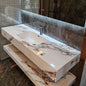 Bathroom Cabinet Vanity Double-layered Slab Rock W/ Ceramic Washbasin