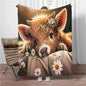 Highland Cow Flannel Blanket Children Warm Soft Blanket