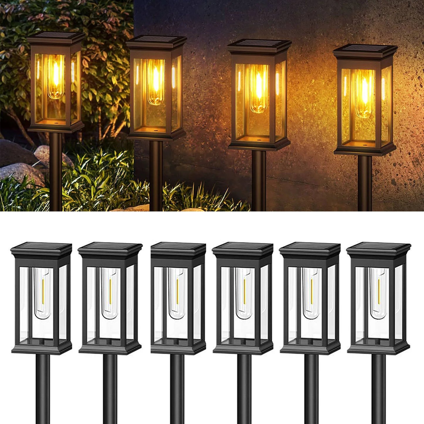 2/6/12 Pack [Upgraded] Solar Lights, 2700K Warm White, Super Bright 12Hrs