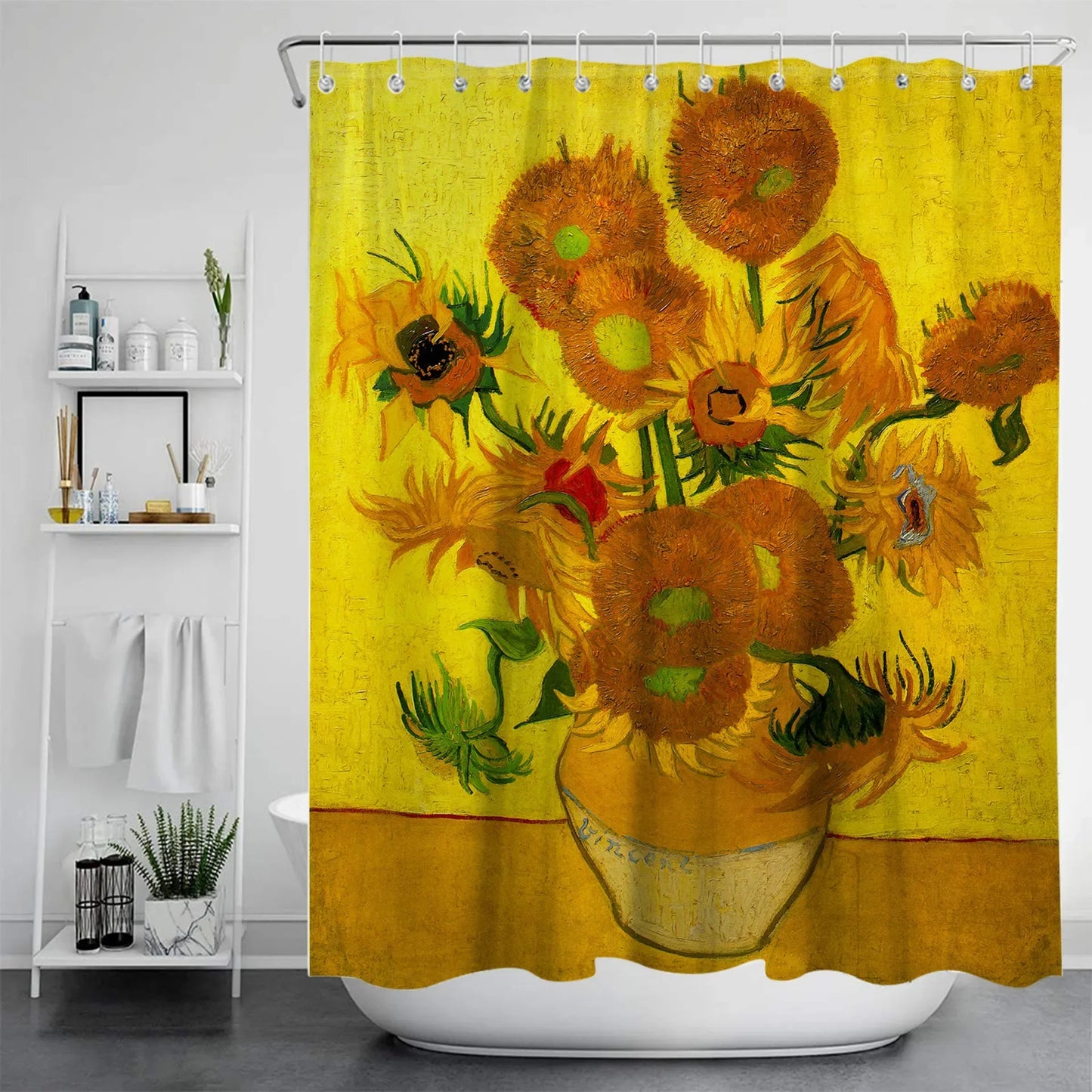 1pc Van Gogh Painting Anti-mildew Shower Curtain Polyester
