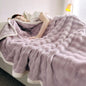 Solid Color Flannel Rabbit Fur Blanket Nap Cover Coral Fleece