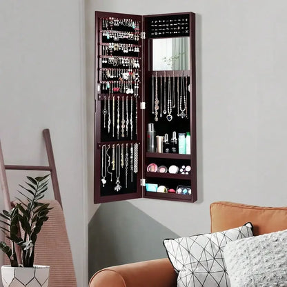 Mirrored Jewelry Cabinet & Storage Organizer Wall or Door Mounted