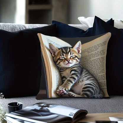 Cuddle Up with Our Adorable Kitten-in-Book Pillowcase! Sofa cushion cover,