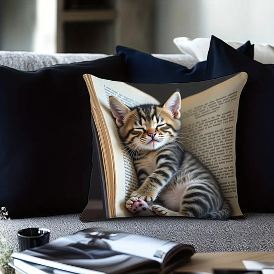 Cuddle Up with Our Adorable Kitten-in-Book Pillowcase! Sofa cushion cover,