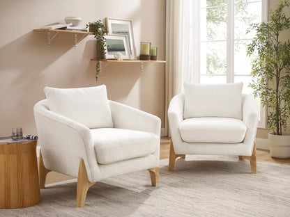 31" Oversized Reading Chair Comfy Upholstered Boucle Lounge Armchair