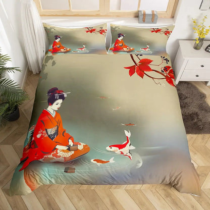 Koi Duvet Cover Sets for Kids Teens Adults Queen Size Quilt Covers