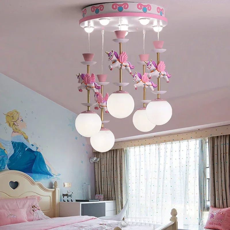 Children's room pendant princess bed cartoon boy girl Nordic creative Pegasus baby lamp