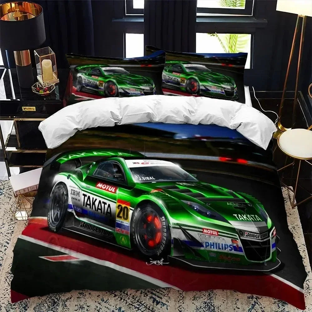 Luxury New 3D Print Sports Car Supercar Bedding Set