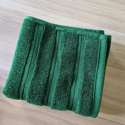 3pcs Dark Green 1 Face+2 Hand Towels,100%Cotton, Stripe Decor