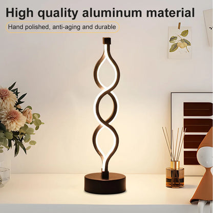 LED Spiral Table Lamp Tricolor Adjustable Brightness USB Powered Eye-protection Lamp
