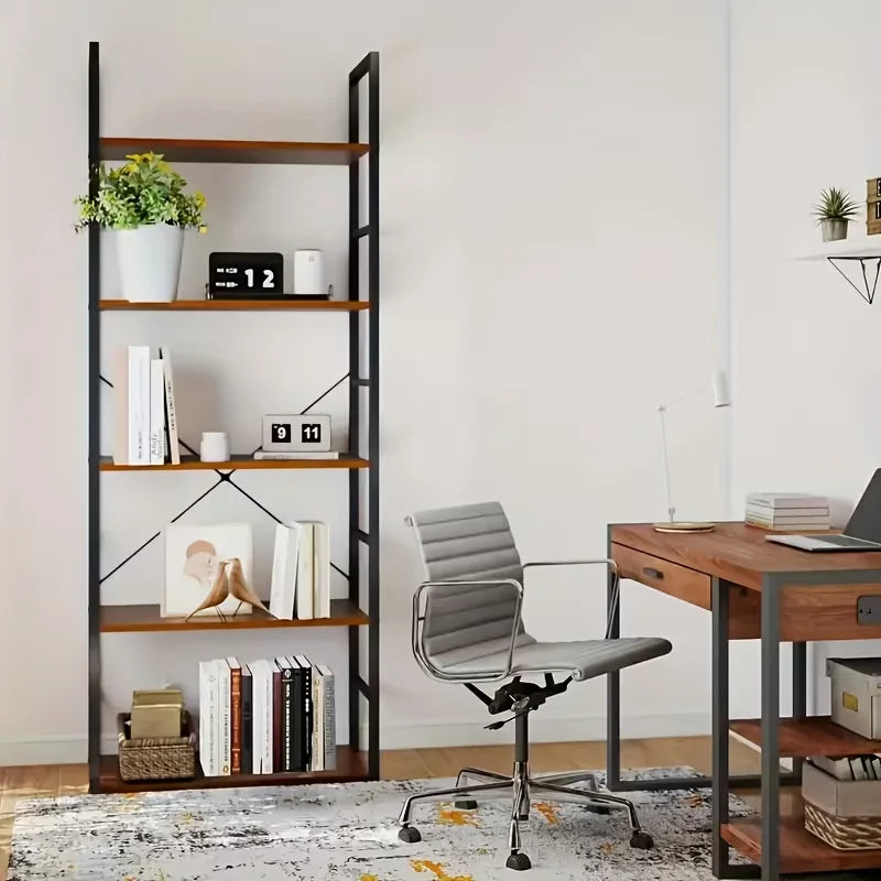 5-Tier Industrial Black Freestanding Bookcase &Shelves