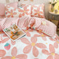 Pink Floral Bedding Set Soft Single Double Queen Size Duvet Cover Flat Sheet Pillowcase
