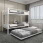Heavy-Duty Twin Over Twin Bunk Bed with Trundle and Side Ladder, Convertible Bunkbed with Safety Rails for Secure Sleep