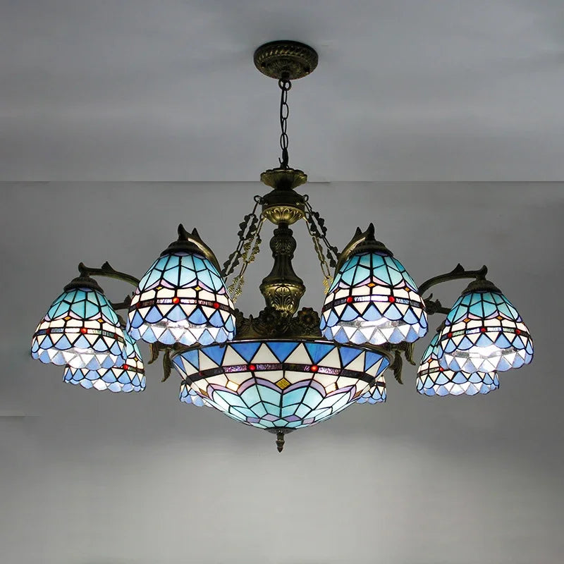 BROTHER Tiffany Chandelier LED American Retro Creativity Living Room Restaurant Bedroom Villa Hotel Cafe Bar Color Pendant Light