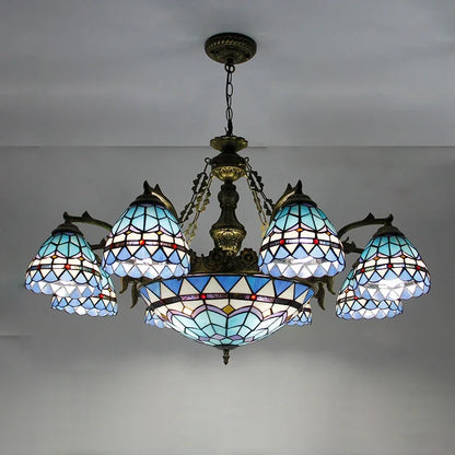 BROTHER Tiffany Chandelier LED American Retro Creativity Living Room Restaurant Bedroom Villa Hotel Cafe Bar Color Pendant Light
