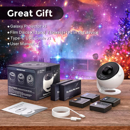 1 Galaxy Ultra Star Projector HD Image Area LED Night Light, 13 Film Discs,360° Rotate 1/2h Timer