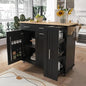 Outdoor Kitchen Island, Rolling Bar Cart & Storage Cabinet, Farmhouse Solid Wood Outdoor Grill Table with Stainless Steel Top,