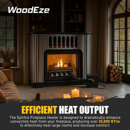 Dual-Speed Wood Fireplace Heater with 4 Aluminized Steel Tubes and Hearth Blower