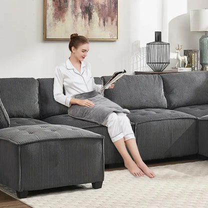 Modular Sectional Sofa U-Shaped Couch with Reversible Chaise, 6-Seat