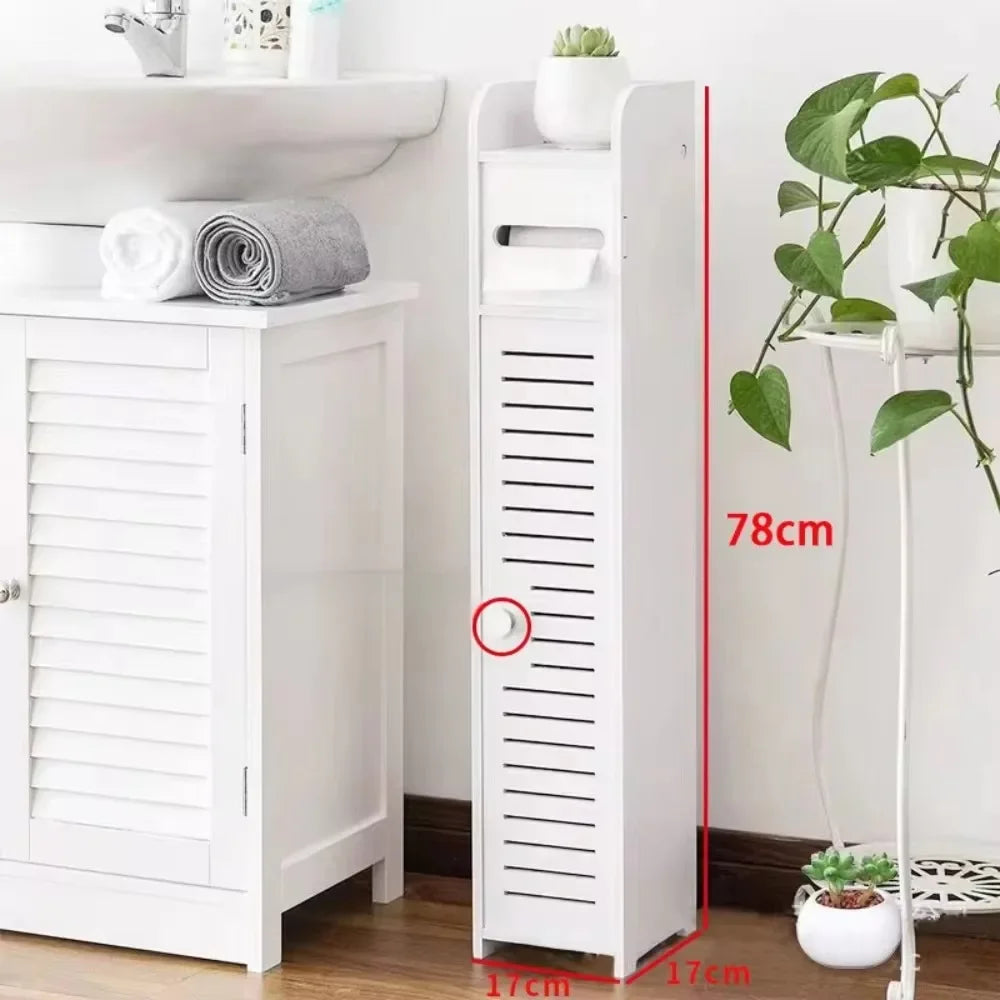 Bathroom Storage Cabinet Toilet Paper Holder Stand W / Door