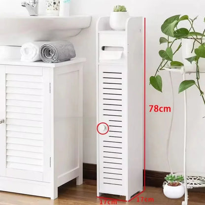 Bathroom Storage Cabinet Toilet Paper Holder Stand W / Door